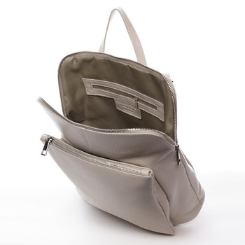 Dámský kožený batůžek kabelka stříbrný - ItalY Houtel