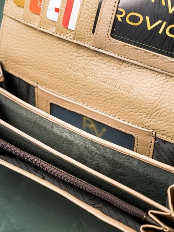 Dámská peněženka kožená lakovaná pískově šedá - Cavaldi H201