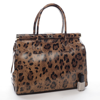 Módní originální dámská kožená kabelka do ruky hnědá - ItalY Hila Jaguar