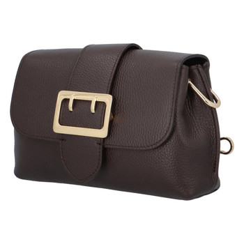 Dámská kožená kabelka přes rameno tmavě hnědá - ItalY Simonna