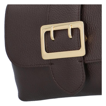 Dámská kožená kabelka přes rameno tmavě hnědá - ItalY Simonna