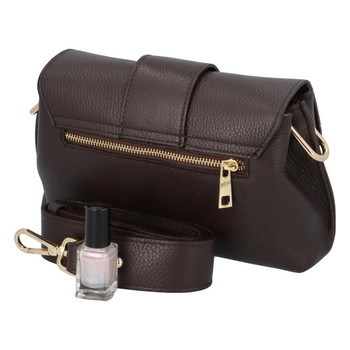 Dámská kožená kabelka přes rameno tmavě hnědá - ItalY Simonna