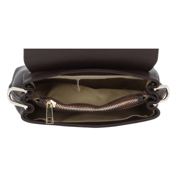 Dámská kožená kabelka přes rameno tmavě hnědá - ItalY Simonna