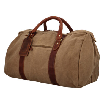 Polokožená cestovní taška khaki - Greenwood Cooper Canvas