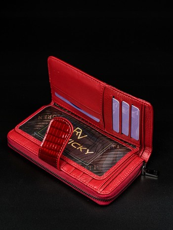 Dámská lakovaná peněženka kožená červená - Lorenti 76116