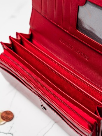 Dámská peněženka kožená lakovaná červená - Cavaldi H201