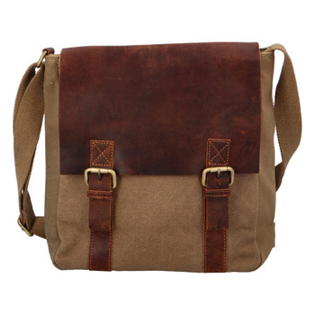 Pánská polokožená brašna khaki - Greenwood Bryson 