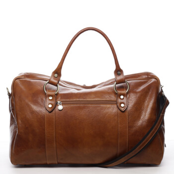 Cestovní kožená taška koňaková - Delami Vera Pelle Equado