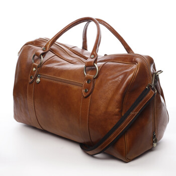 Cestovní kožená taška koňaková - Delami Vera Pelle Equado