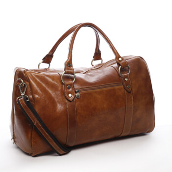 Cestovní kožená taška koňaková - Delami Vera Pelle Equado