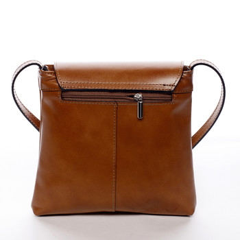 Dámská kožená crossbody kabelka koňaková - ItalY Saffie