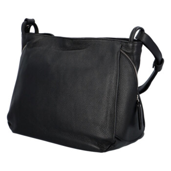 Dámská kožená crossbody kabelka černá - Delami Carfiana