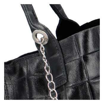 Dámská kožená kabelka přes rameno černá - Italy Headher