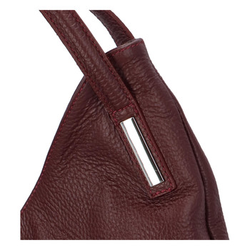 Dámská kožená měkká kabelka přes rameno bordó - ItalY Nellis