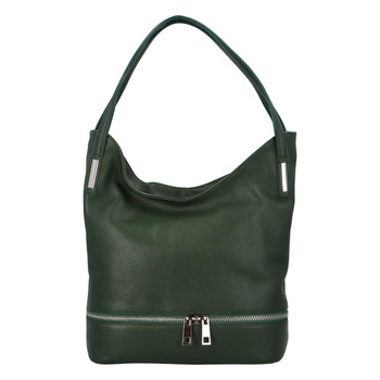 Dámská kožená měkká kabelka přes rameno tmavě zelená - ItalY Nellis