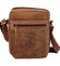 Pánská kožená crossbody taška světle hnědá broušená - WILD Abilio