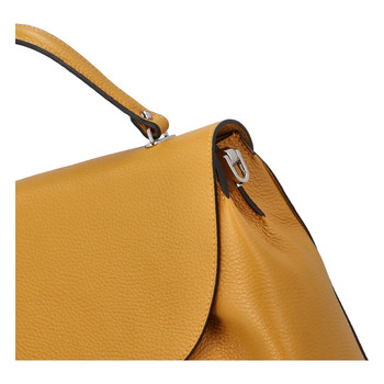 Dámská kožená kabelka do ruky tmavě žlutá - ItalY Patricia