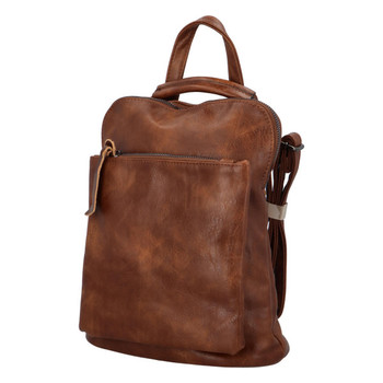 Dámský městský batoh kabelka tmavě hnědý - Paolo Bags Buginolli