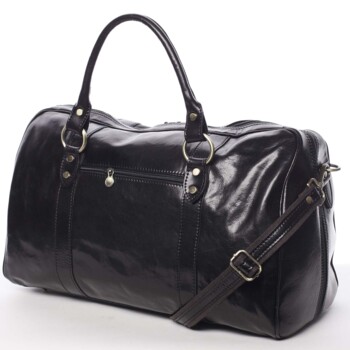 Cestovní kožená taška černá - Delami Vera Pelle Equado