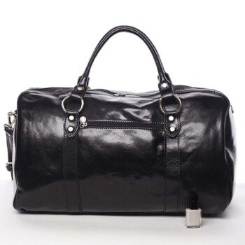 Cestovní kožená taška černá - Delami Vera Pelle Equado