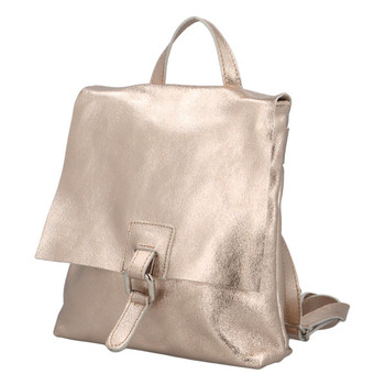 Dámský kožený batůžek kabelka zlatý - ItalY Francesco Small