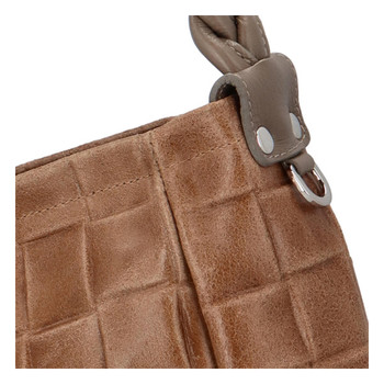 Dámská kožená kabelka přes rameno hnědá - Delami Filla