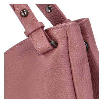 Dámská kožená kabelka přes rameno tmavě růžová - ItalY Neprolis