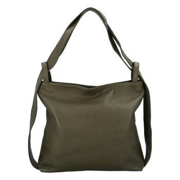 Dámská kožená kabelka přes rameno khaki - ItalY Armáni