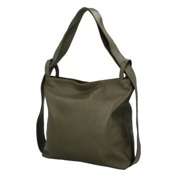 Dámská kožená kabelka přes rameno khaki - ItalY Armáni