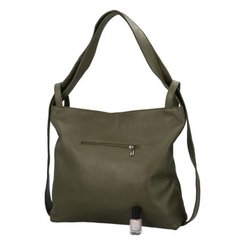 Dámská kožená kabelka přes rameno khaki - ItalY Armáni