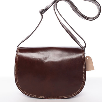 Menší hnědá crossbody kožená kabelka - ItalY Zoya