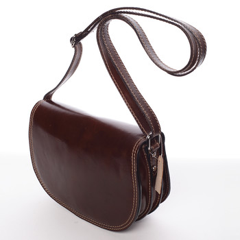 Menší hnědá crossbody kožená kabelka - ItalY Zoya