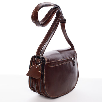 Menší hnědá crossbody kožená kabelka - ItalY Zoya