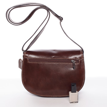 Menší hnědá crossbody kožená kabelka - ItalY Zoya