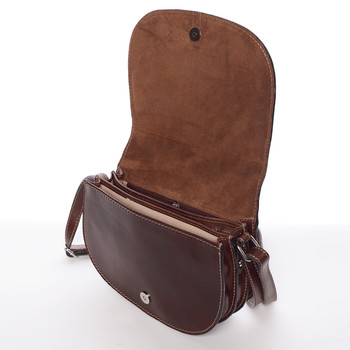 Menší hnědá crossbody kožená kabelka - ItalY Zoya