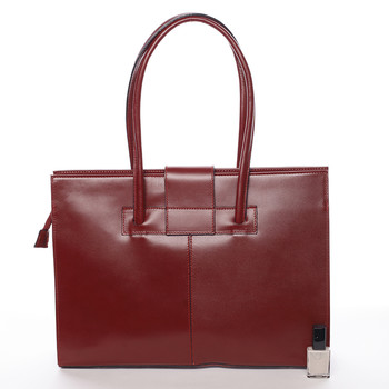 Elegantní a módní dámská kožená kabelka tmavě červená - ItalY Alison