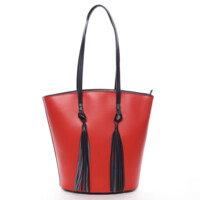 Dámská kožená kabelka na rameno červená/černá - Delami Vera Pelle Juxeen