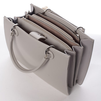 Luxusní světle šedá kabelka do ruky s šátkem - David Jones Ledell