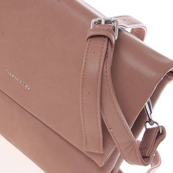 Měkká starorůžová duální crossbody kabelka s klopou - Silvia Rosa Junia