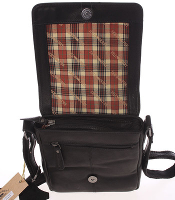 Malý pánský kožený messenger černý - Hill Burry Titus