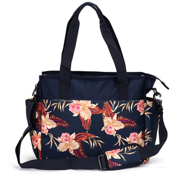 Dámská cestovní taška tmavě modrá květinová - Travel plus 7501