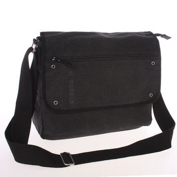 Unisex módní látková černá crossbody taška - New Rebels Collins