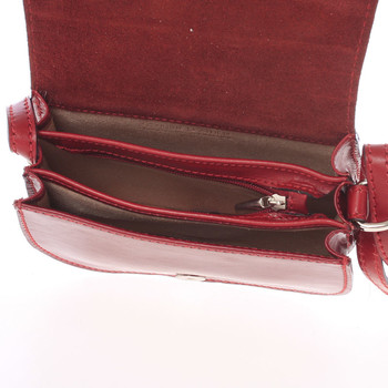 Malá červená hladká crossbody kožená kabelka - ItalY EmZoya