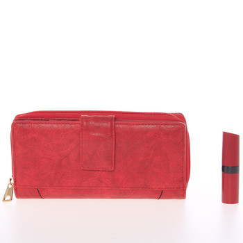 Větší prošívaná červená dámská peněženka - Dudlin M358