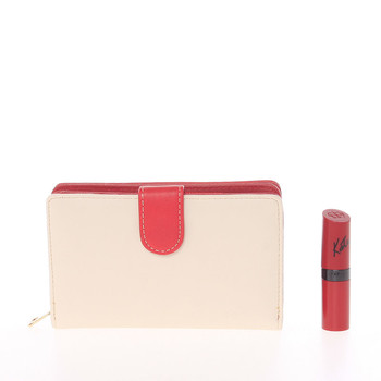 Středně velká dámská červeno béžová peněženka - Dudlin M380