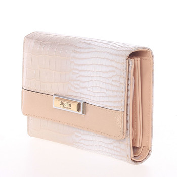 Luxusní středně velká lesklá růžová dámská peněženka - Dudlin M375