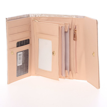 Luxusní středně velká lesklá růžová dámská peněženka - Dudlin M375