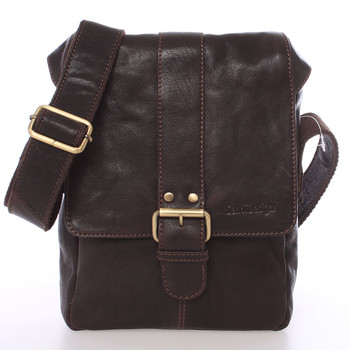 Střední pánská kožená crossbody brašna hnědá - SendiDesign Lysander