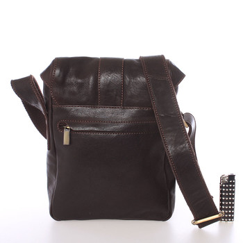 Střední pánská kožená crossbody brašna hnědá - SendiDesign Lysander