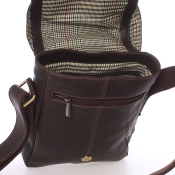 Střední pánská kožená crossbody brašna hnědá - SendiDesign Lysander